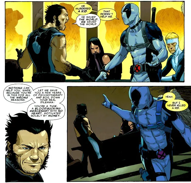 Wade e Logan discutindo em A Fabulosa X-FORCE (2010)